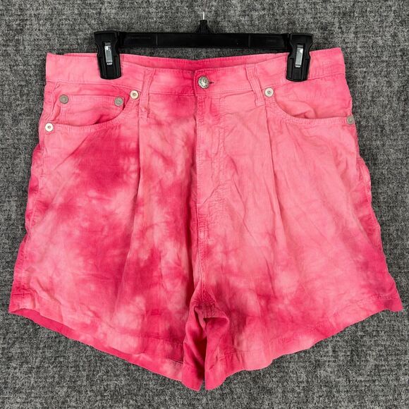 R13 Damon Womens 29 Pink Fuchsia Corduroy Pleated High Waist Mom Shorts Italy - Picture 1 of 11